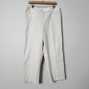 Preston & New York Tan Gingham Flat Front Slim Straight Leg Pants Cropped 12